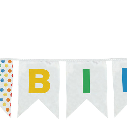 Striscione "Happy Birthday" riutilizzabile con puntini d'acqua multicolore 1St