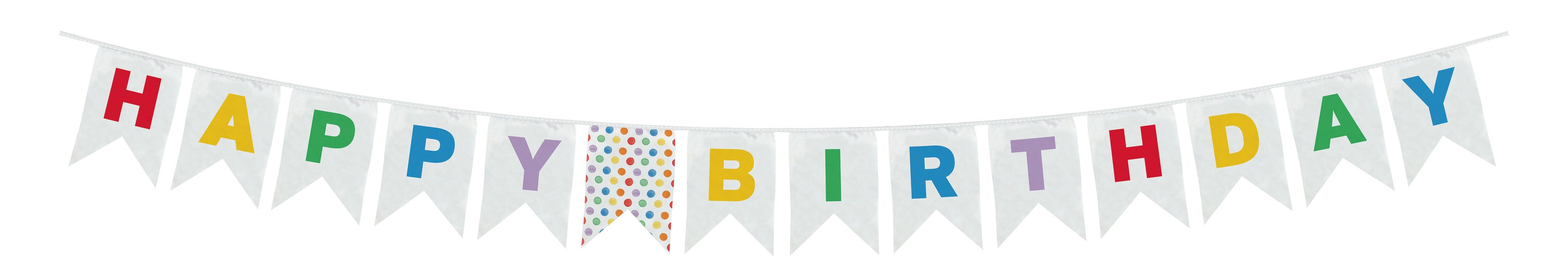 Striscione "Happy Birthday" riutilizzabile con puntini d'acqua multicolore 1St