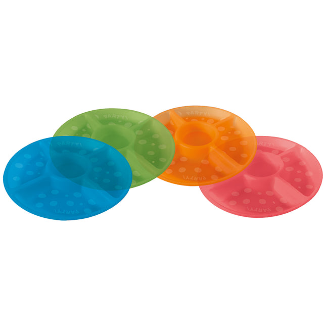 Piatto snack colorato con quattro scomparti Riutilizzabile 29,5 cm