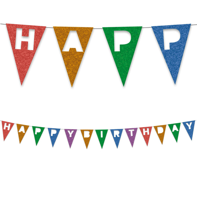 Party Essentials Bandiera in feltro riutilizzabile 2M "Buon compleanno" 1St