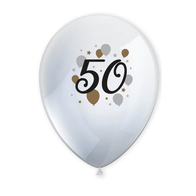 Palloncini in lattice stampati Milestone Happy Birthday"50" 6St