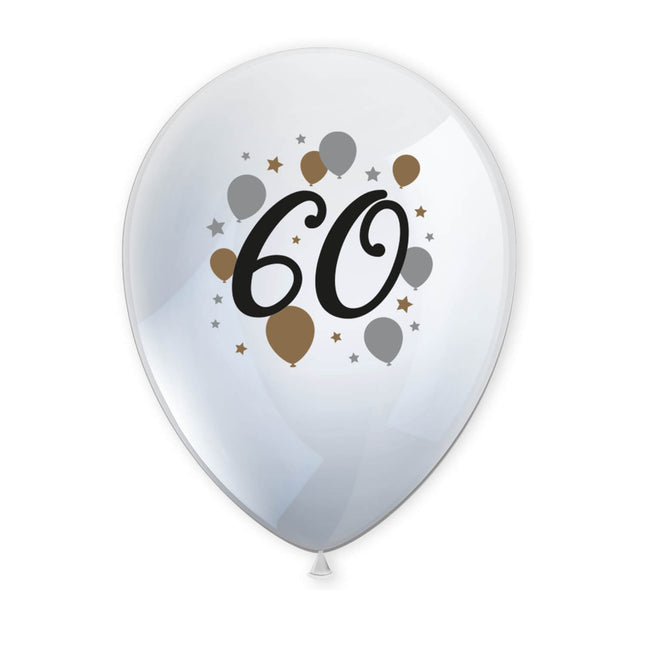 Palloncini in lattice stampati Milestone Happy Birthday"60" 6St