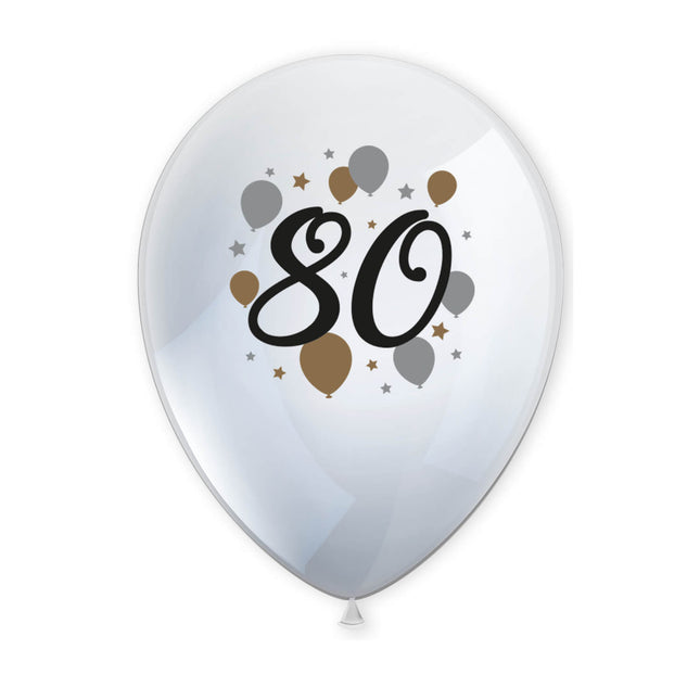 Palloncini in lattice stampati Milestone Happy Birthday"80" 6St