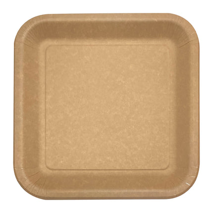 Prodotti di carta Kraft Fsc Piatti di carta quadrati Kraft 23X23Cm Certificati Compostabili Industriali 10St