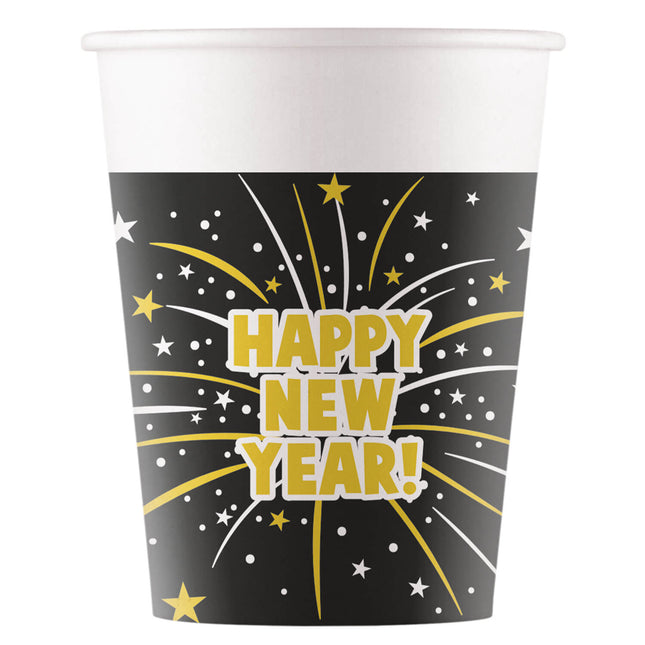 Midnight Happy New Years Flares Fsc Bicchieri di carta 200Ml (Wm) 8St