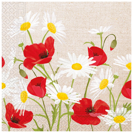 tovaglioli di carta 3 veli 33X33Cm/Disegni di Pasqua Fsc Tovaglioli di carta 3 veli 33X33Cm Margherite e Papaveri 20St