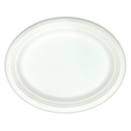 Prodotti di canna da zucchero bianca Piatti ovali di canna da zucchero bianca 32X25.5Cm 6Stelle