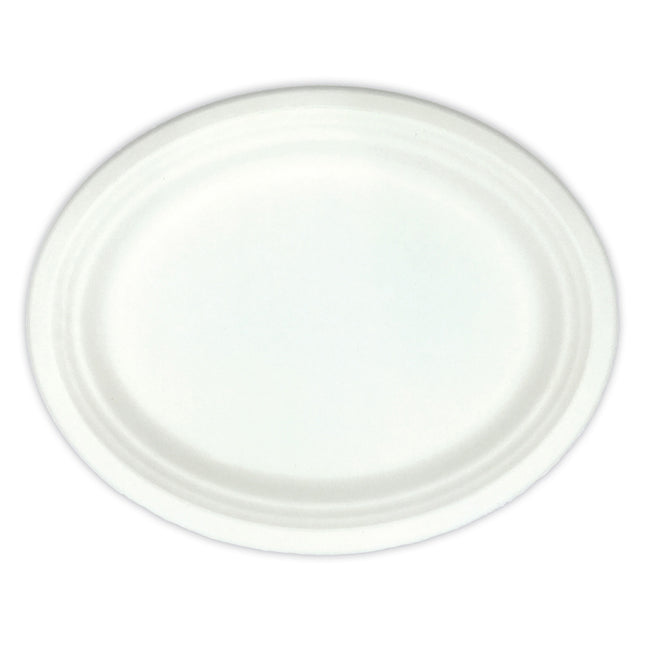 Prodotti di canna da zucchero bianca Piatti ovali di canna da zucchero bianca 32X25.5Cm 6Stelle