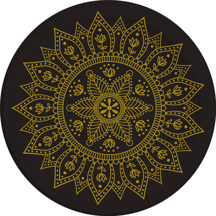Piatti neri oro Mandala 23cm 8pz