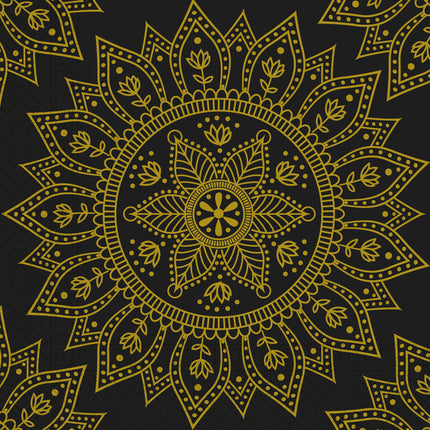 Tovaglioli oro nero Mandala 33cm 20pz