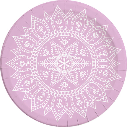 Piatti rosa Mandala 23cm 8pz