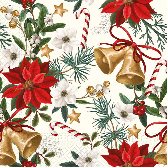Tovaglioli di carta a 3 veli Campane con fiori Tovaglioli di carta a 3 veli 33X33Cm 20 pezzi