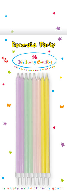 Candele di compleanno Candele di compleanno 14,5 cm con supporto in colori pastello in scatola di carta Fsc 16 stelle
