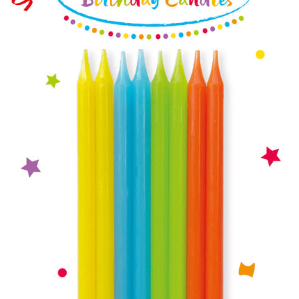Candele di compleanno Candele di compleanno 14,5 cm con supporto in colori vivaci in scatola di carta Fsc 16 stelle
