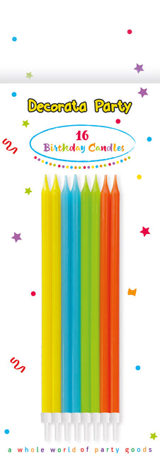 Candele di compleanno Candele di compleanno 14,5 cm con supporto in colori vivaci in scatola di carta Fsc 16 stelle