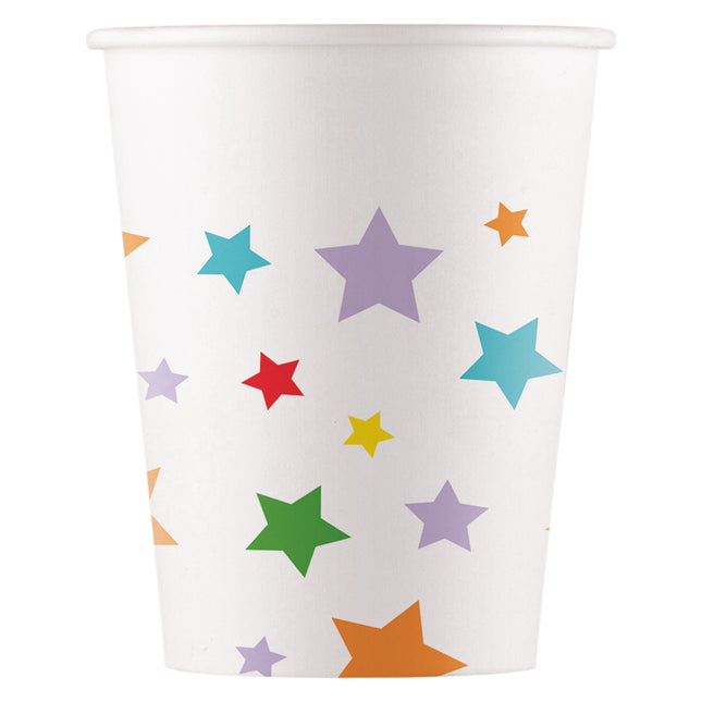Bicchieri di carta Fsc a stelle luminose multicolore da 200 ml (Wm) 8St