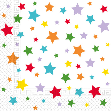 Tovaglioli di carta multicolore a due veli Fsc Bright Stars 33X33Cm 20St