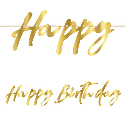Party Essentials Fsc Ghirlanda di carta "Happy Birthday" in colore oro metallizzato 1St