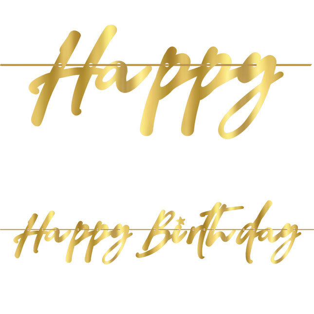 Party Essentials Fsc Ghirlanda di carta "Happy Birthday" in colore oro metallizzato 1St