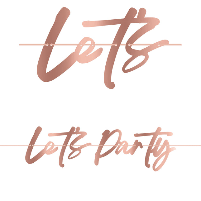 Festa oro rosa Fsc Ghirlanda di carta "Let'S Party" in oro rosa metallizzato 1St