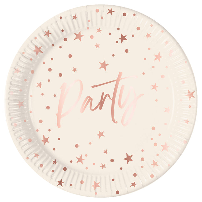 Piatti di carta Fsc per feste oro rosa Next Generation Large 23Cm 8St