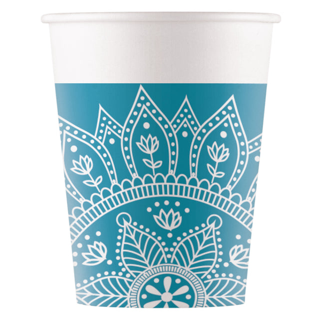 Tazza turchese Mandala 200ml 8 pezzi