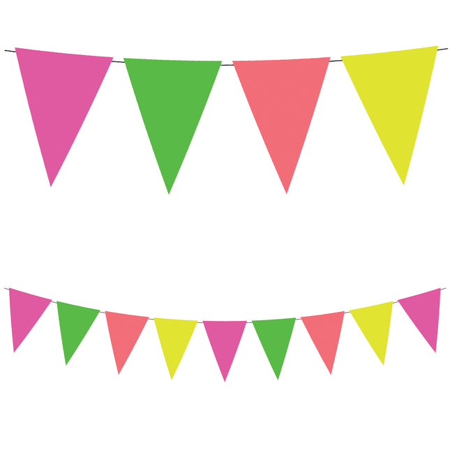 Ghirlande di carta fluorescente Fsc Ghirlanda di carta a triangolo in colori fluo 1St