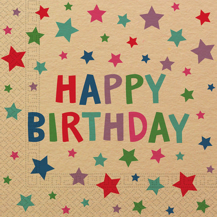 Tovaglioli di Buon Compleanno in carta Kraft 33cm 20pz