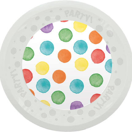 Piatti riutilizzabili per feste a pois d'acqua multicolore 21Cm 4St