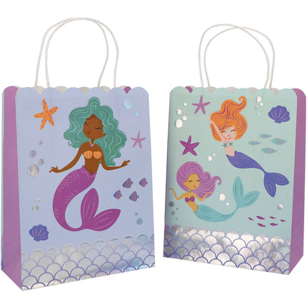 Sacchetti per feste a forma di sirena 27 cm 6 pezzi