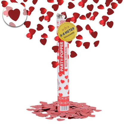 Lancia confetti a forma di cuoricini, rossa lucida, 40 cm