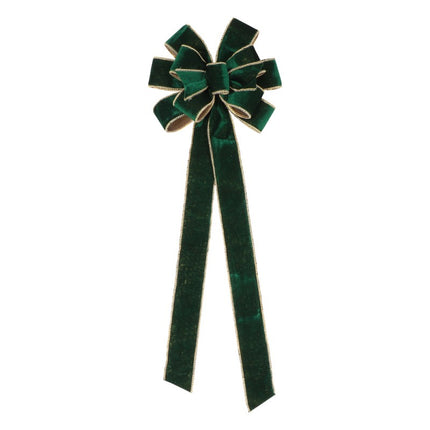 Fiocco di velluto verde scuro con perle 28cm x 78cm