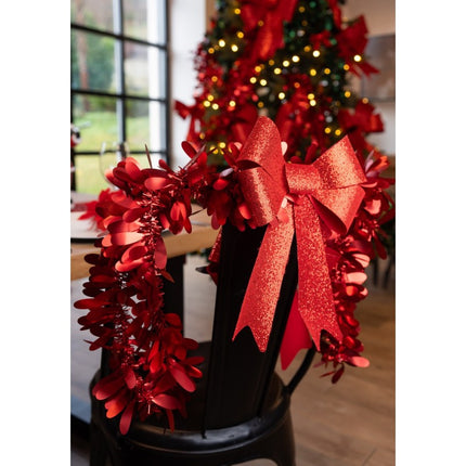 Fiocco rosso glitterato 39 cm