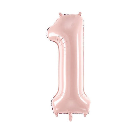 1 Jaar Cijfer Ballon Lichtroze Leeg 72cm van Partydeco koop je bij Partywinkel