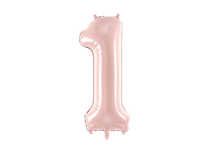 1 Jaar Cijfer Ballon Lichtroze Leeg 72cm van Partydeco koop je bij Partywinkel