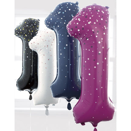 1 Jaar Cijfer Ballon Roze Stippen 86cm van Unique koop je bij Partywinkel