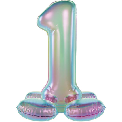 1 Jaar Cijfer Ballon Standaard Holografische Leeg 72cm van Folat koop je bij Partywinkel