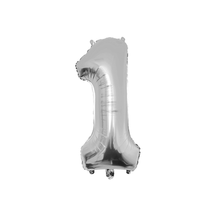 1 Jaar Cijfer Ballon Zilver Leeg 86cm - Partywinkel - 8716764237126