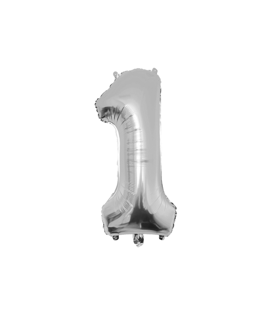 1 Jaar Cijfer Ballon Zilver Leeg 86cm - Partywinkel - 8716764237126