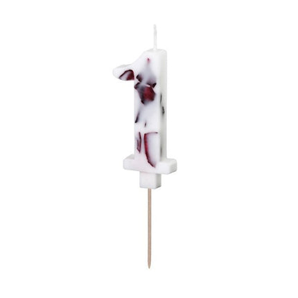 1 Jaar Kaars Bloemblaadjes 8cm van Partydeco koop je bij Partywinkel