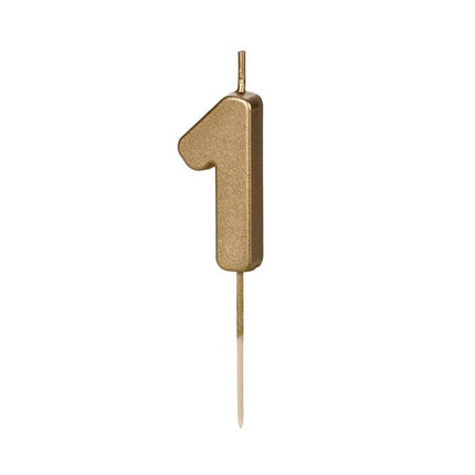 1 Jaar Kaars Goud 4,5cm - Partywinkel - 5904555032309
