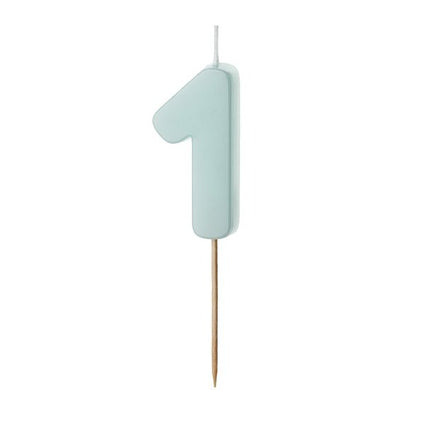 1 Jaar Kaars Lichtblauw 5,5cm - Partywinkel - 5904555038332