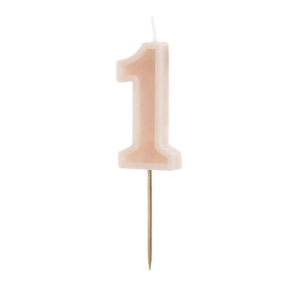 1 Jaar Kaars Lichtroze 10cm van Partydeco koop je bij Partywinkel