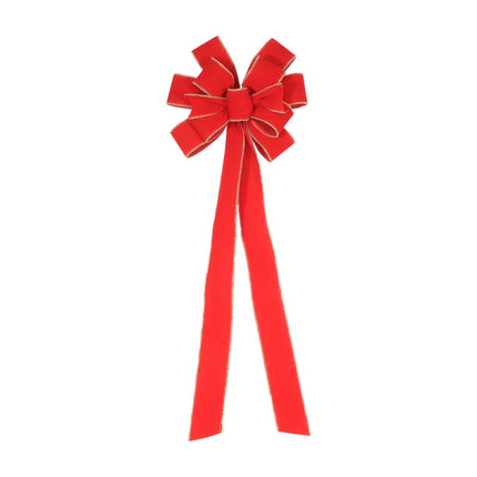 Fiocco con picco in velluto rosso e perle 28cm x 78cm