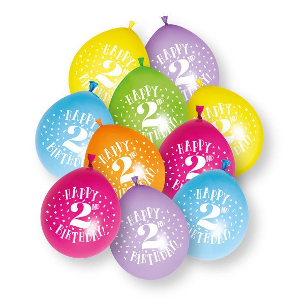 10 stuks Happy 2nd Birthday 23cm latex ballonnen van Unique koop je bij Partywinkel