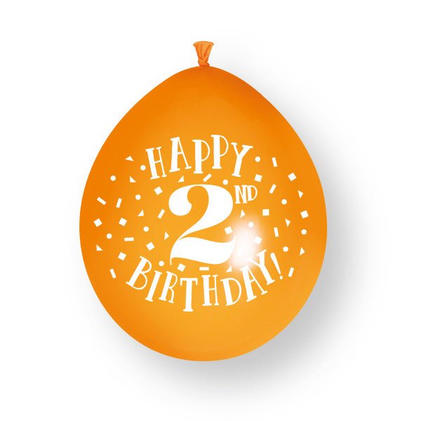 10 stuks Happy 2nd Birthday 23cm latex ballonnen van Unique koop je bij Partywinkel