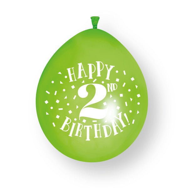 10 stuks Happy 2nd Birthday 23cm latex ballonnen van Unique koop je bij Partywinkel