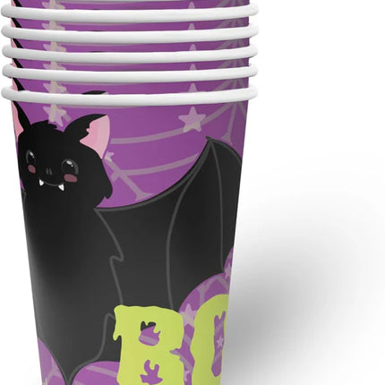 Bicchieri di Halloween viola "Boo" da 250 ml, 8 pezzi