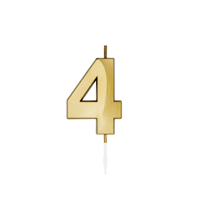 Candela "4 anni", oro metallizzato, 6 cm