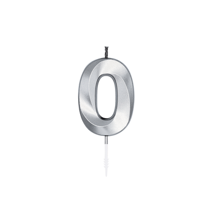 Candela "0 anni" argento metallizzato 6 cm